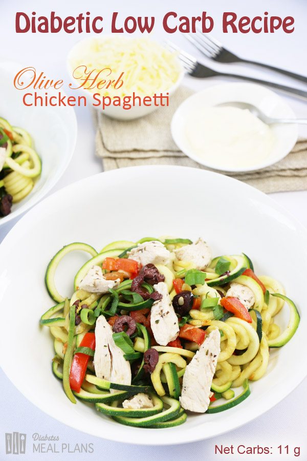 Low Carb Diabetic Olive Herb Chicken Spaghetti