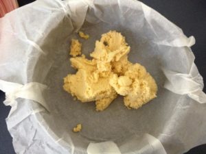 Dough in lined pan
