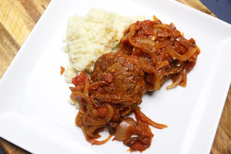 Tomato Caramelized Onion Turkey Patties w/ Cauli Mash
