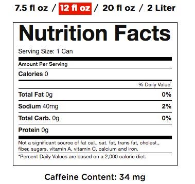 coke zero vs diet coke nutrition facts