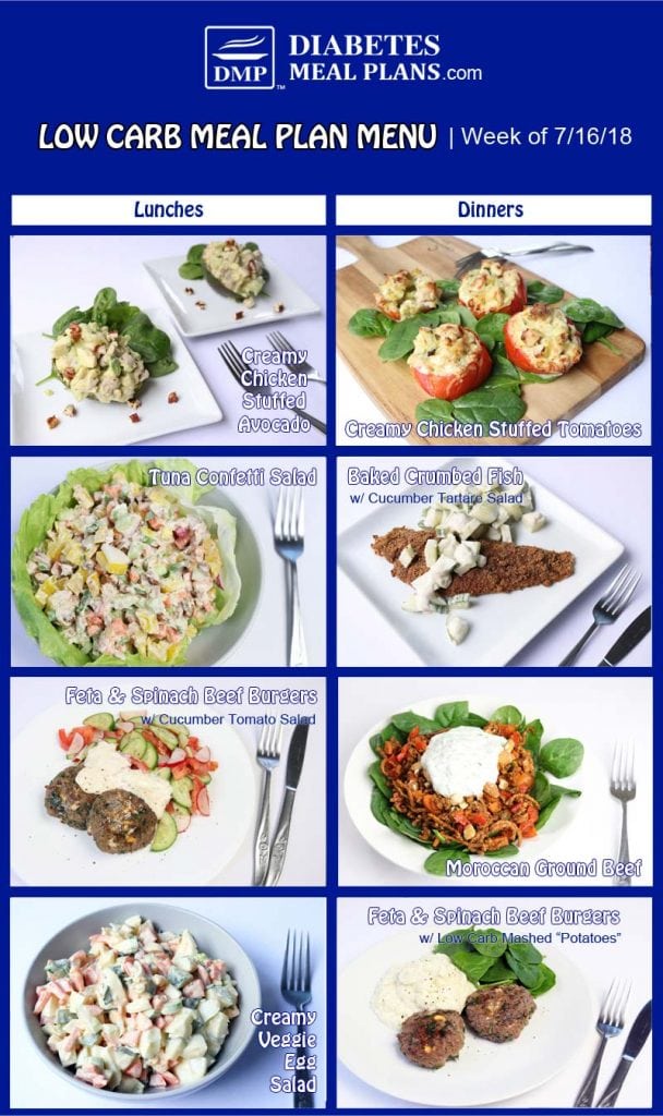 Low Carb Diabetes Meal Plan: Week of 7-16-18
