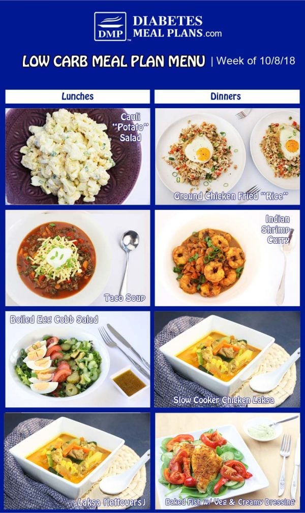 Diabetic Meal Plan: Week of 10/8/18