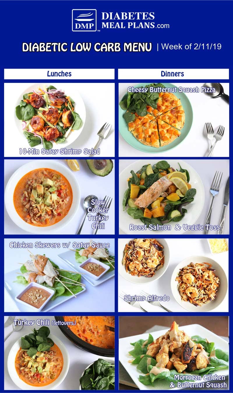 Low Carb Diabetic Meal Plan Menu Week Of 2 11 19