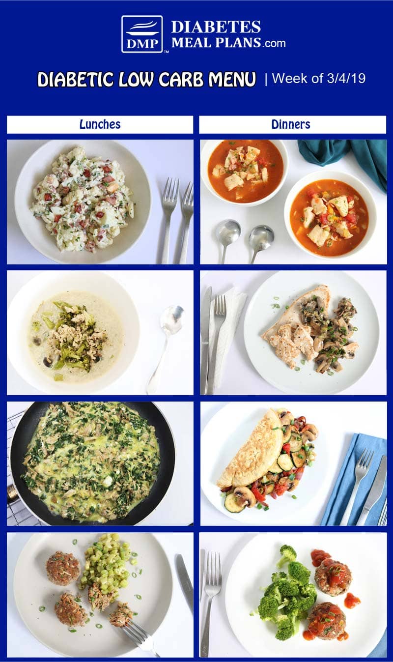 Low Carb Diabetic Meal Plan Menu Week Of 3 4 19