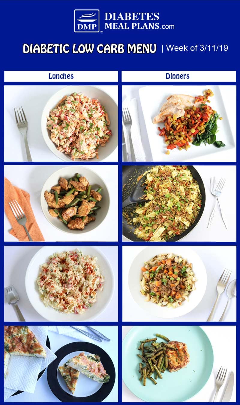 Low Carb Diabetic Meal Plan: Menu Week of 3/11/19