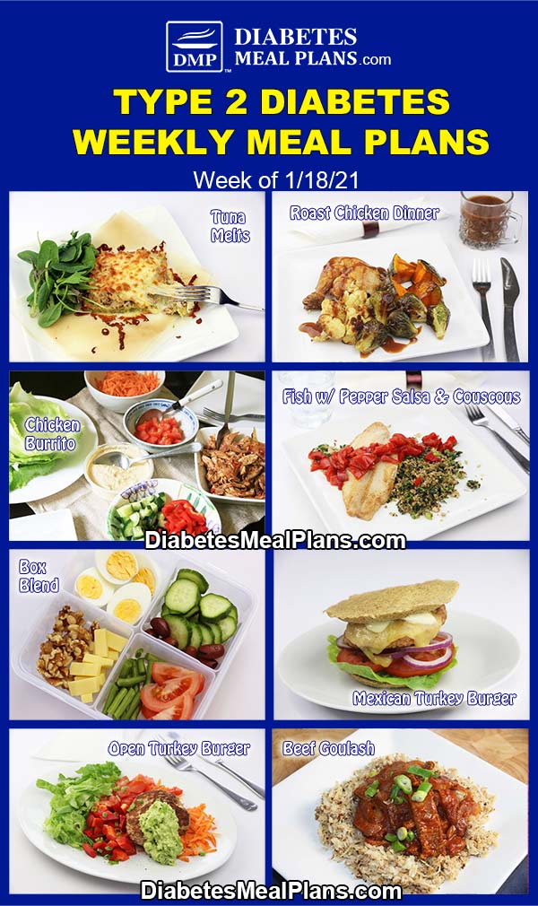 Diabetes Meal Plan: Menu Week of 1/18/21