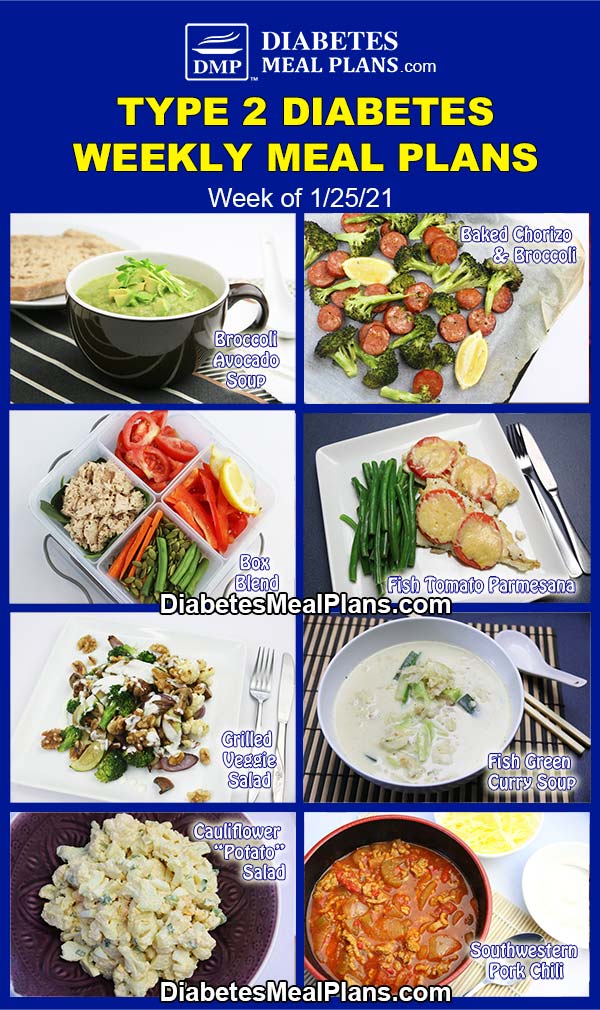 Diabetes Meal Plan: Menu Week of 1/25/21