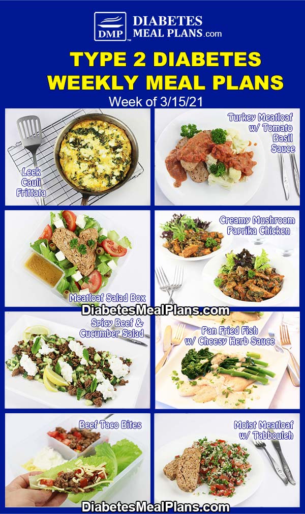 Diabetes Meal Plan: Menu Week of 3/15/21