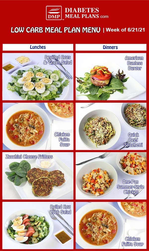 Diabetes Meal Plan: Menu Week of 6/21/21