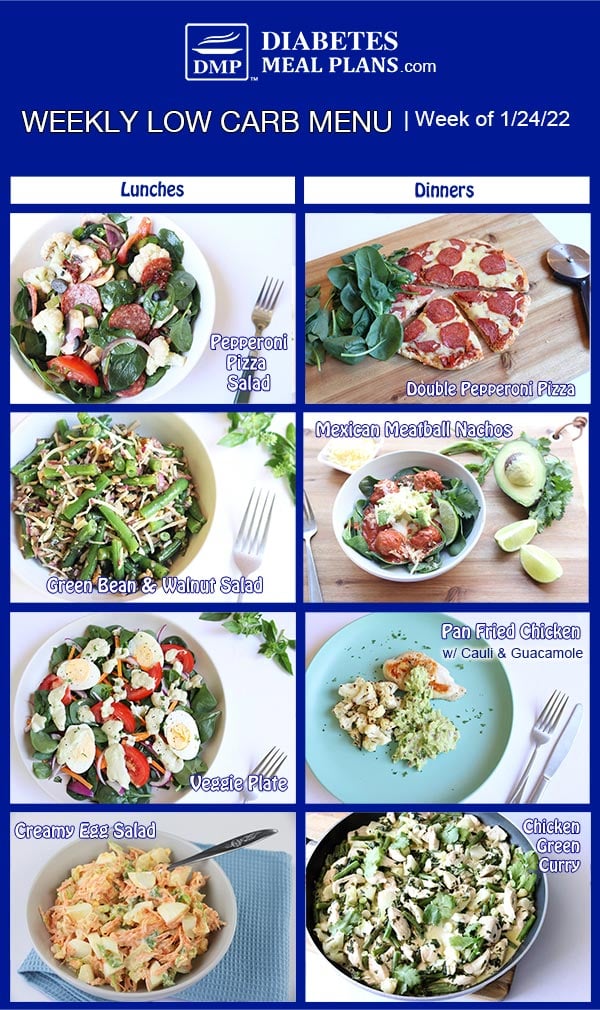 Diabetes Meal Plan: Menu Week of 1/24/22
